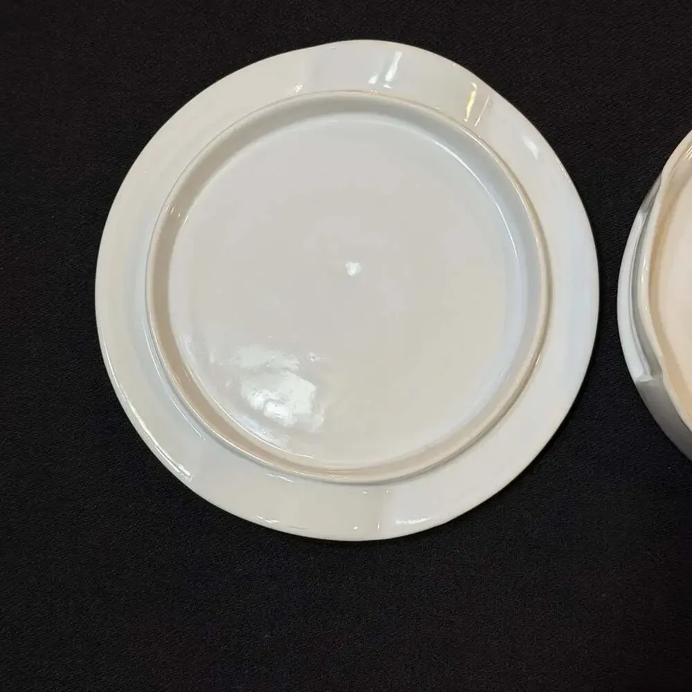 Crate & Barrel White Stoneware Brie Baker Cheese Dish with Vented Lid